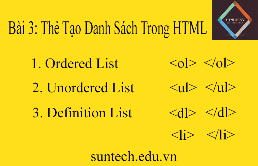 Bài 3: Các Thẻ Tạo Danh Sách (List) Trong HTML