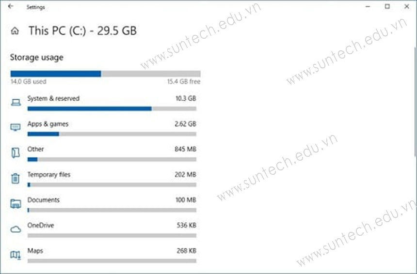 Cách xem dữ liệu chiếm dung lượng lưu trữ trên Windows 10